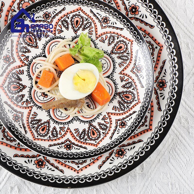 Hot selling 7.5 inches  stoneware side plate dinner plate with food grade color glazed design pattern