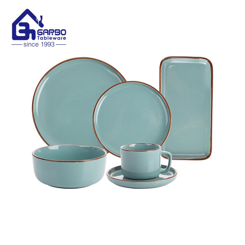 White ceramic dinnerware set custom color stoneware set family kitchen tableware