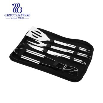 5-teiliges Grillwerkzeug-Set aus Edelstahl mit Pfannenwender, Messer, Zange, Gabel und Tasche