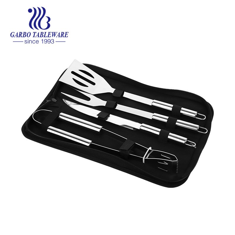 5pcs Stainless Steel BBQ Tools Grilling Tools Set with Spatula, Knife, Tongs, Fork&Bag