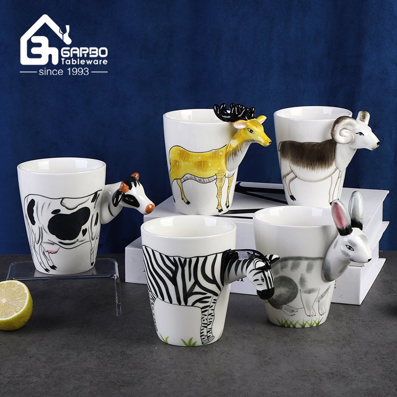 400ml ceramic mug with 3D handle of animal design