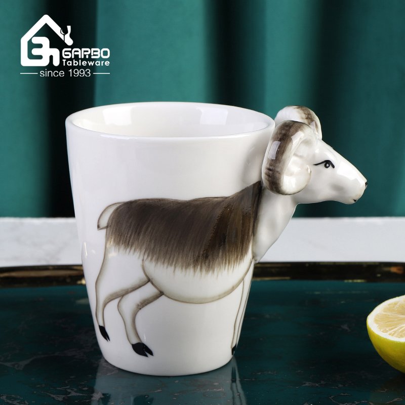 Handmade unique vivid Zibra Rabbit Sheep design 400ml ceramic mug for coffee