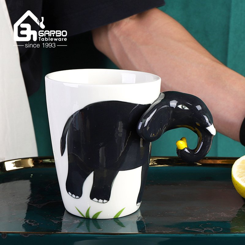 China factory handmade unique vivid monkey elephant design 400ml ceramic coffee cup