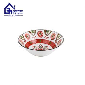 600ml Ceramic salad bowl with full decoration for promotion