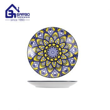 7.68inch ceramic dinner plate decorative with Bohemia style decor for sale