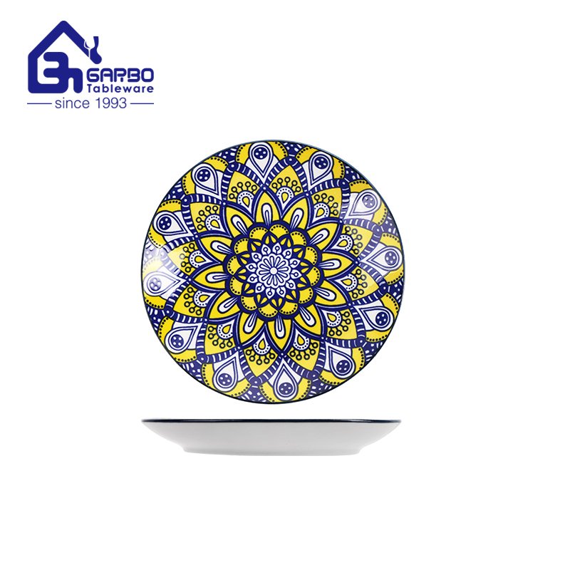 Wholesale 8.19” underglazed printing ceramic rice plate for home usage