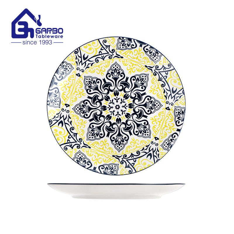 Wholesale beautiful Bohemia style 7.5inch flat ceramic dessert dish