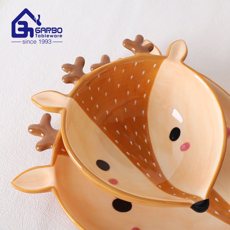 Cute Fox design children use porcelain dinner set of 3pcs wonderful ceramic dessert plate milk mug and bowls