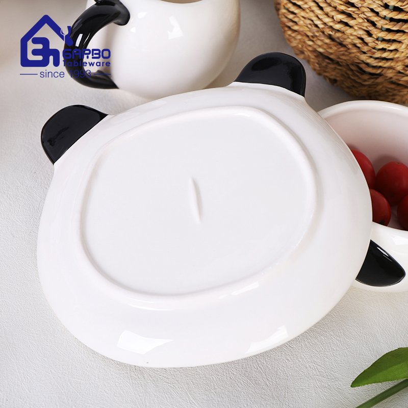 Cute Panda design childen use dinner set of 3pcs ceramic mug plate and bowls set