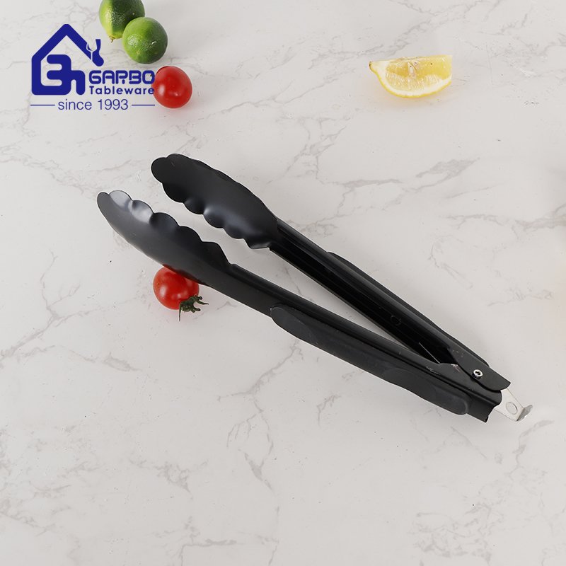 Wholesale House Tableware Customized Electroplating Black 201 Stainless Steel Food Tong Sets