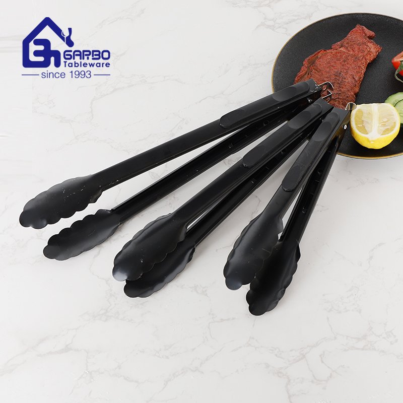 Wholesale House Tableware Customized Electroplating Black 201 Stainless Steel Food Tong Sets
