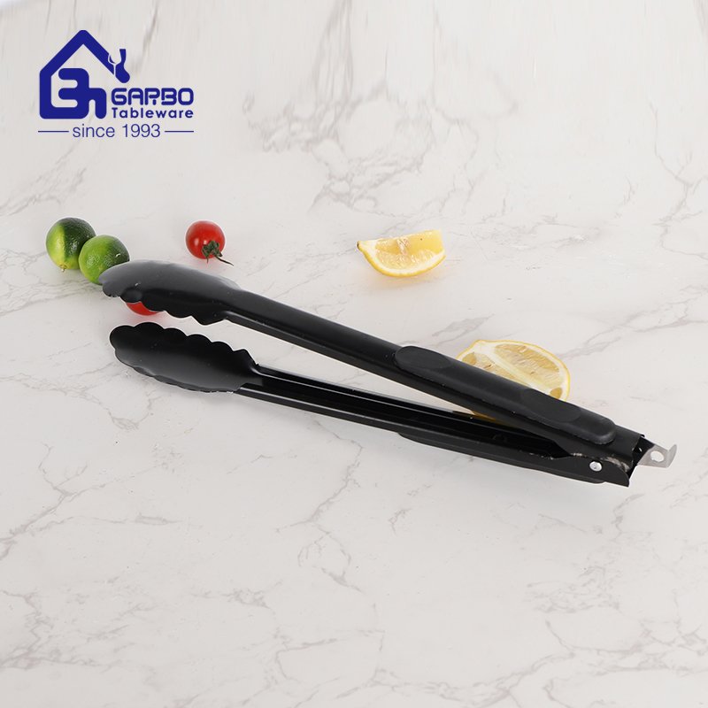 Wholesale House Tableware Customized Electroplating Black 201 Stainless Steel Food Tong Sets