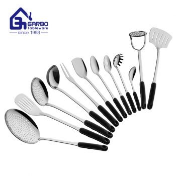 Conjunto de utensílios de cozinha dourados para lava-louças 201ss cor preta cabo ABS ferramentas de cozinha