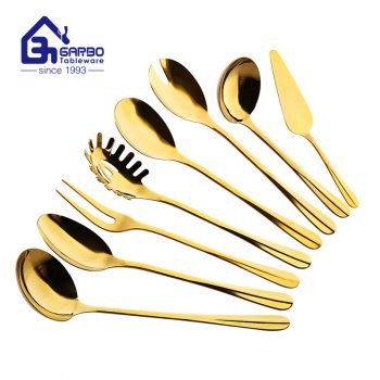 Nuevo diseño 201ss PVD Color dorado Cucharón de sopa grande Cocina Herramienta de cocina Utensilios para servir