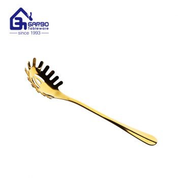 Heat Resistant 201ss PVD Golden Spaghetti Spoon Sever For Kitchen Tools