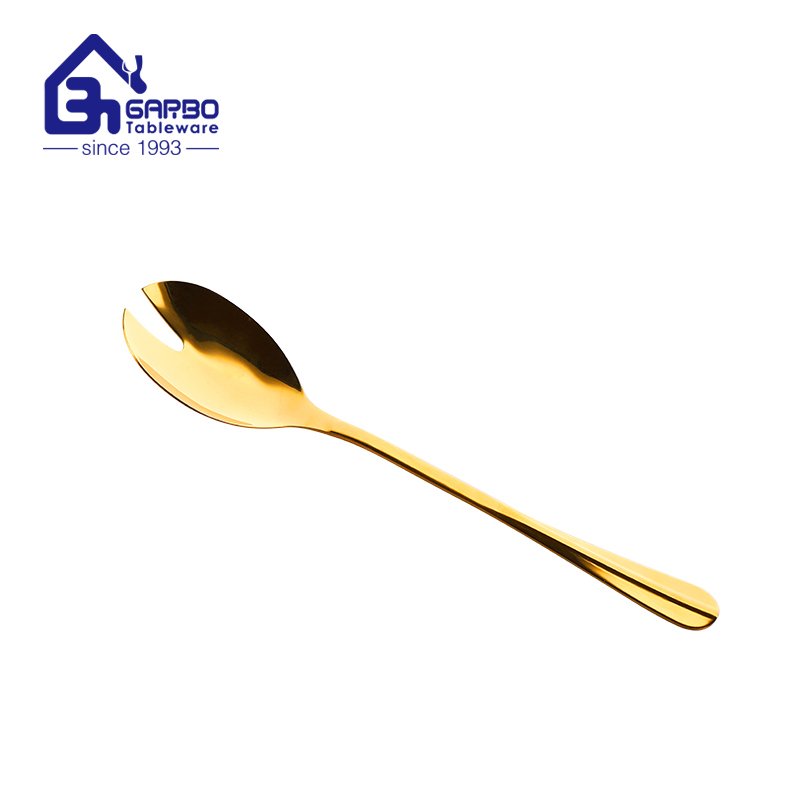 Heat Resistant 201ss PVD Golden Spaghetti Spoon Sever For Kitchen Tools