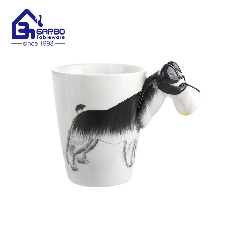 Taza de porcelana creativa con apariencia de diseño de perro en 3D Taza de dolomita