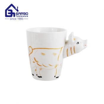 Hotsale 400ml caneca de cerâmica com design de porco vívido para água potável