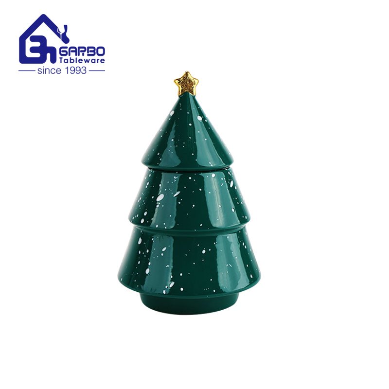 Christmas tree green creative cermaic plate food tableware dolomite cookies and chocolate dish