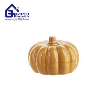 Naranja 3.8 pulgadas en forma de calabaza Cocina Gourmet Vegetal Calabaza Sopa o Postre Cuenco con tapa Cerámica Decoración Vajilla para Halloween Calabazas fiesta