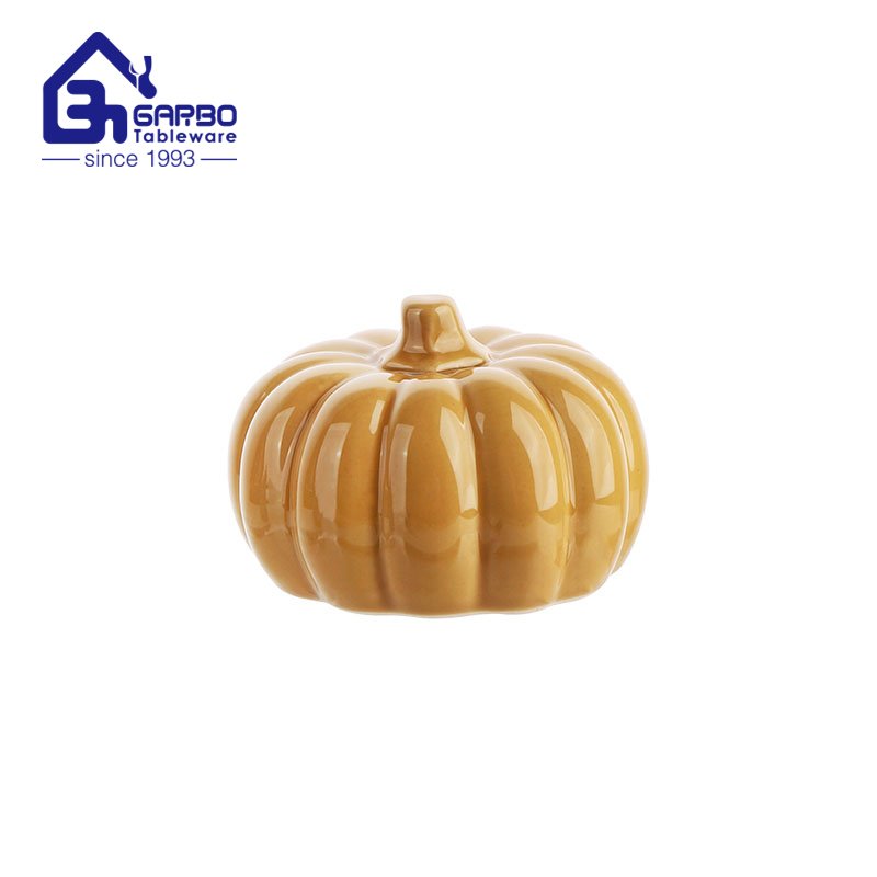 Pumpkin Soup Bnowl Vegetable Pumpkin Soup Or Dessert Bowl with Lid Ceramic Decor Dinnerware  White and Green Color