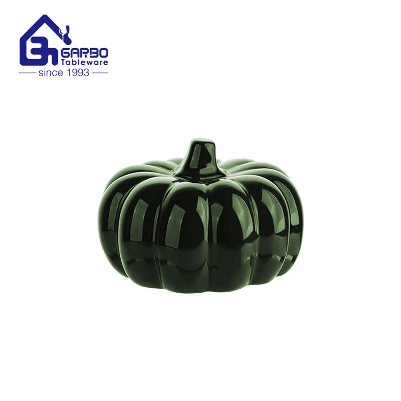 Naranja 3.8 pulgadas en forma de calabaza Cocina Gourmet Vegetal Calabaza Sopa o Postre Cuenco con tapa Cerámica Decoración Vajilla para Halloween Calabazas fiesta