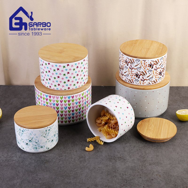 2023 new year top sellers porcelain storage jar with bamboo lid 2023 new year top sellers porcelain storage jar with bamboo lid