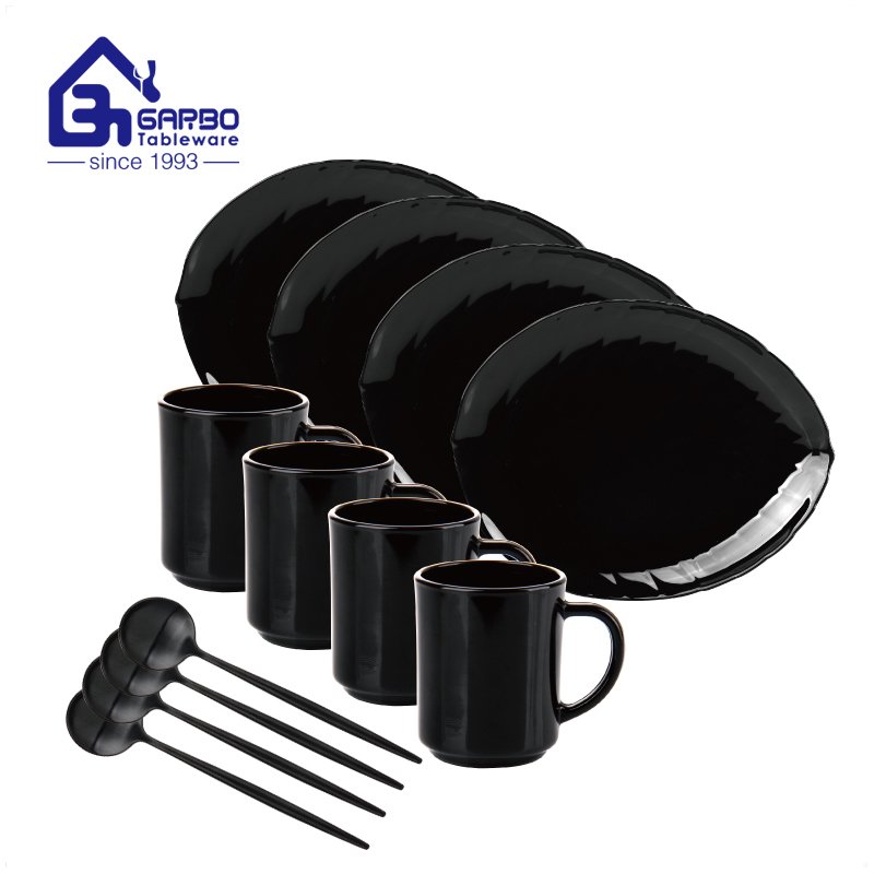 simplified design 12pcs home tableware dinner set with bowl cup spoon