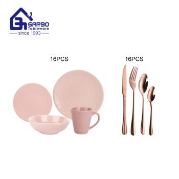 32pcs stoneware and stainless steel cutlery dinner set