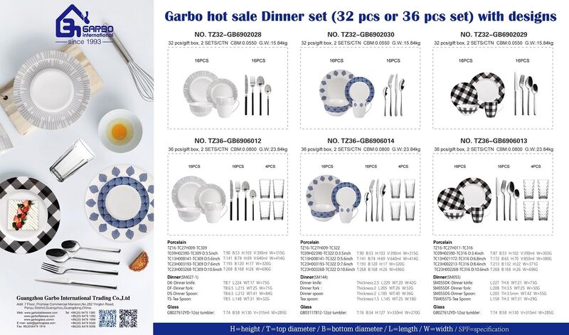 Promotion Garbo de décembre pour un service de vaisselle avec divers matériaux