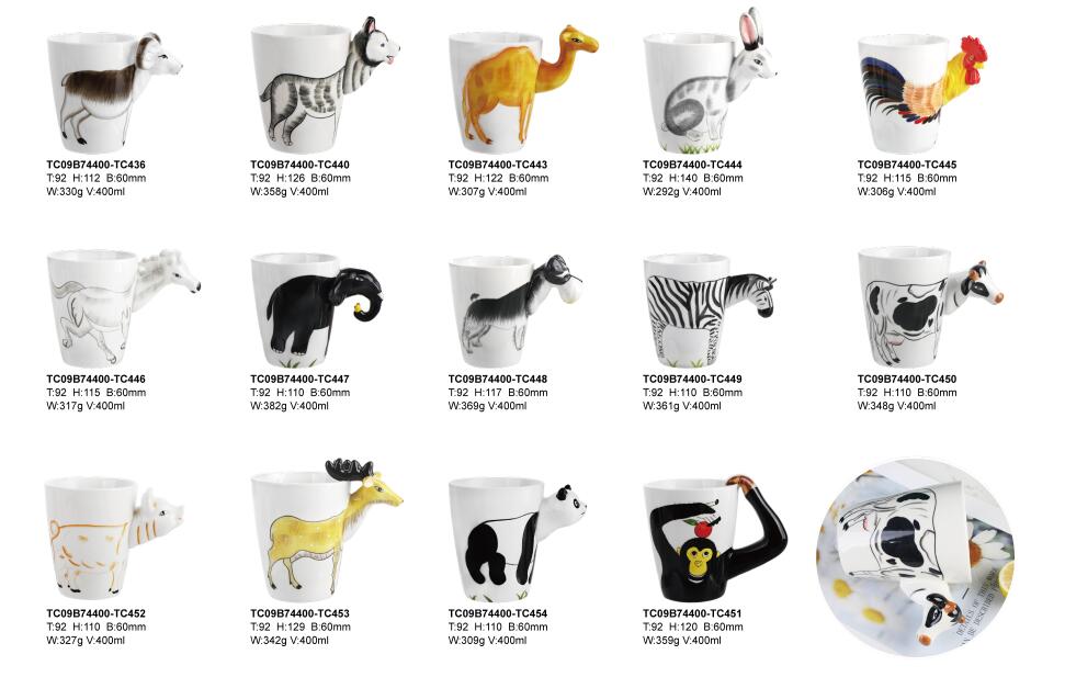 Nouveautés Garbo – Mugs avec anse animal 3D