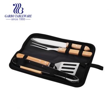 Conjunto de ferramentas para churrasco com 5 peças com espátula de aço inoxidável, garfo, pinça, faca Kit de acessórios para churrasco profissional com bolsa portátil