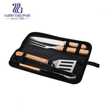 5pcs BBQ Grill Tools Set with Stainless Steel Spatula, Fork, Tongs, Knife Professional Barbecue Accessories Kit with Portable Bag