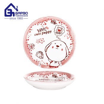 Wholesale 7.44” underglazed printing ceramic rice plate with cartoon style