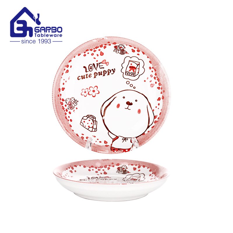 7.44” big flower printing design porcelain plate with cheap price