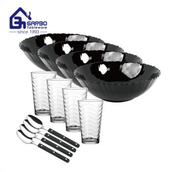 simplified design 12pcs home tableware dinner set with bowl cup spoon