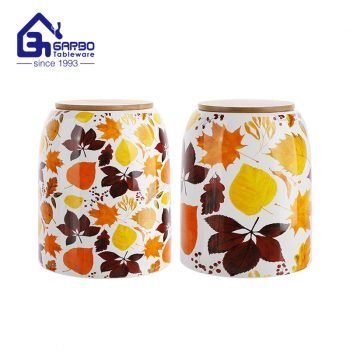 Conjunto de latas coloridas de gêmeos de grande volume de fábrica por atacado conjunto de recipientes criativos de jarra de armazenamento de porcelana com tampa