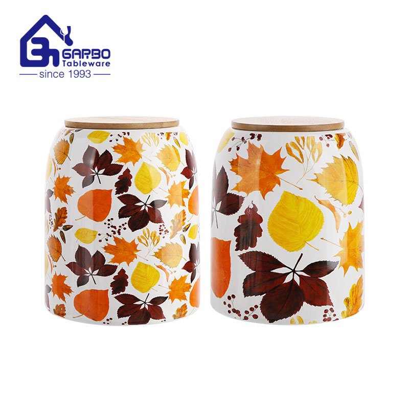 Factory Wholesale big volume twins colorful canisters set creative  porcelain storage jar containers set with lid