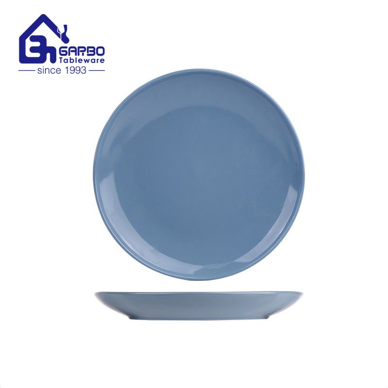 Color blue ceramic flat plate dinnerware set porcelain food dish kitchenware