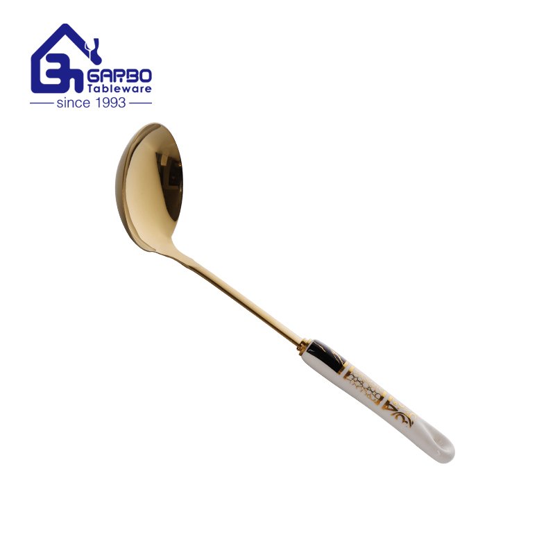 201ss Gold-Plating Chef Kitchen Cooking Utensils Set High Quality Cooking Kitchen Utensils Spatula Set with Ceramic Handle