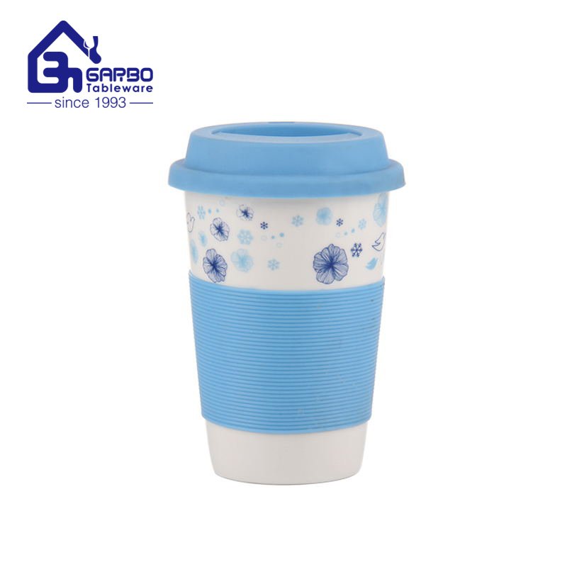 Wholesale 550ml ceramic cup with cover for drinking milk and water