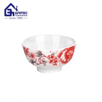 China factory Traditional round 4.5 inch porcelain rice bowls ceramic soup bowls cereal bowls with flower design