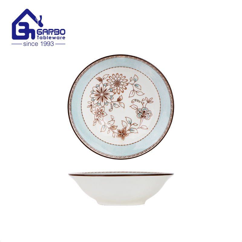 7” nice design underglazed printing ceramic soup bowl stoneware