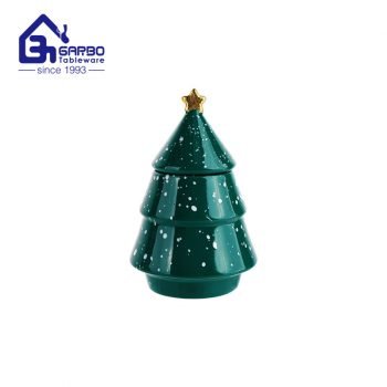 Tarro de almacenamiento de porcelana dolomita con forma de árbol de Navidad de 600 ml