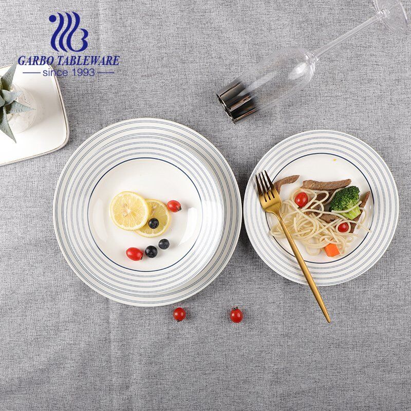 High end finish ceramic plate set with custom  print kitchen table dinner porcelain food plate