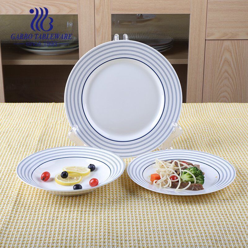 Color blue ceramic flat plate dinnerware set porcelain food dish kitchenware