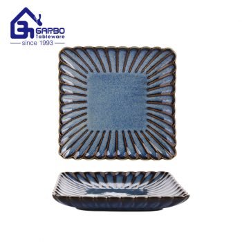 Wholesale square-shaped 7.0 inch ceramic flat plate daisy pattern design dessert dish