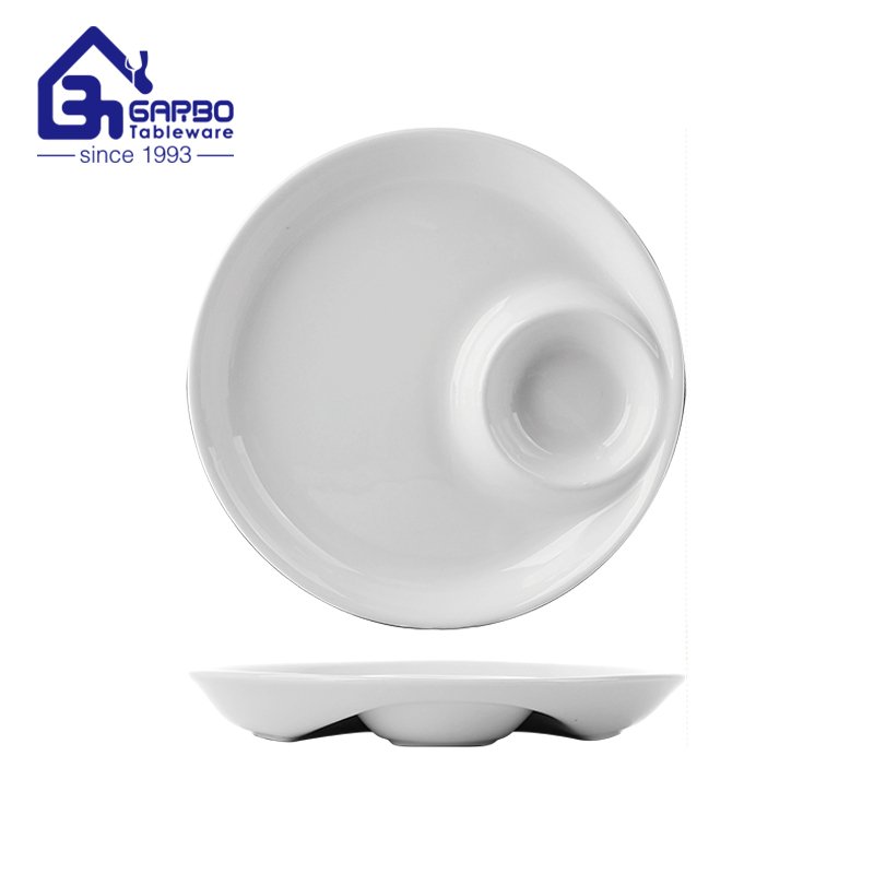 Круглая белая керамическая тарелка специальной формы, набор блюд для ресторана на заказ