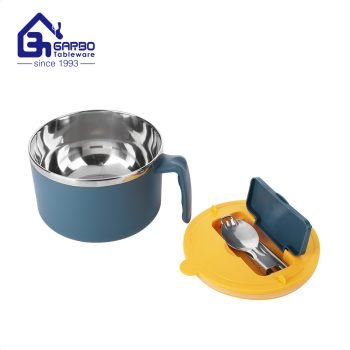 Portable stainless steel insert lunch bowl with plastic sleeve for officer