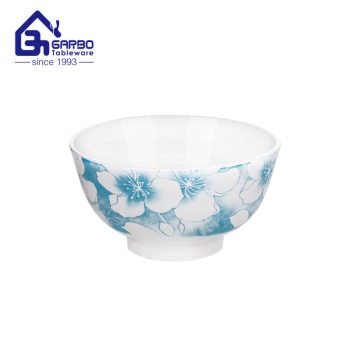 300ml porcelain rice bowls cereal bowls with underglazed decal of blue flower